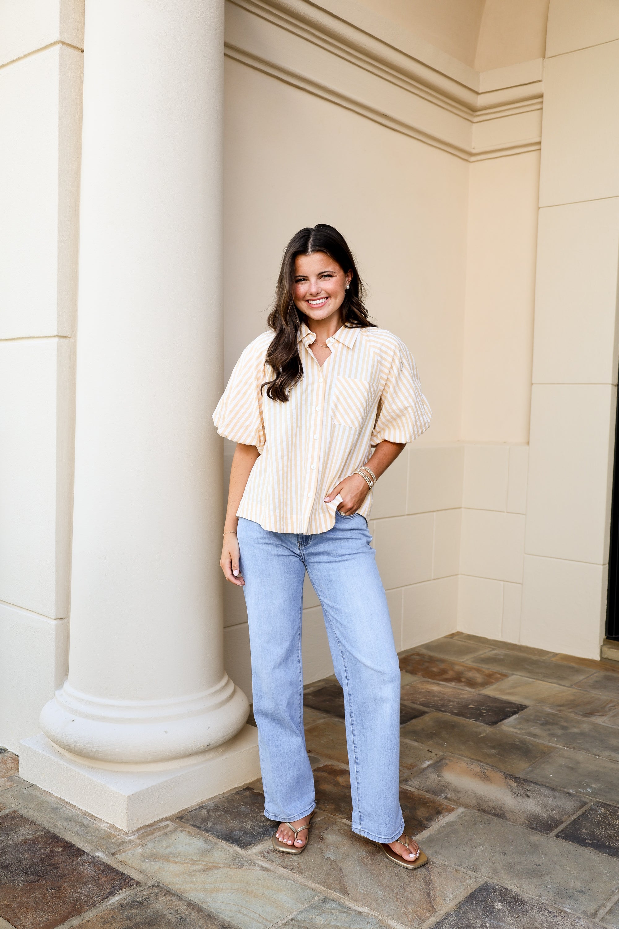 Mustard Striped Top