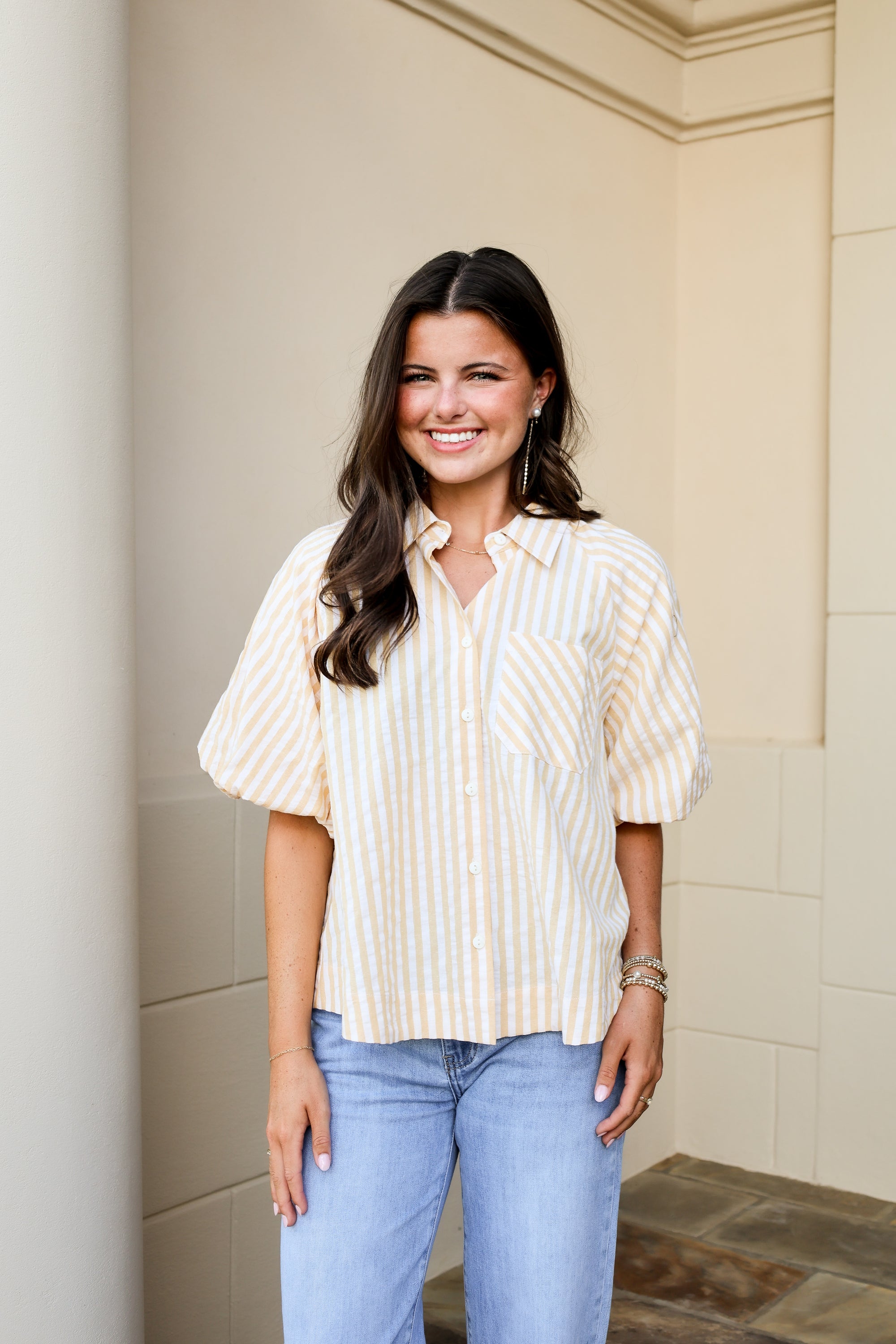 Mustard Striped Top