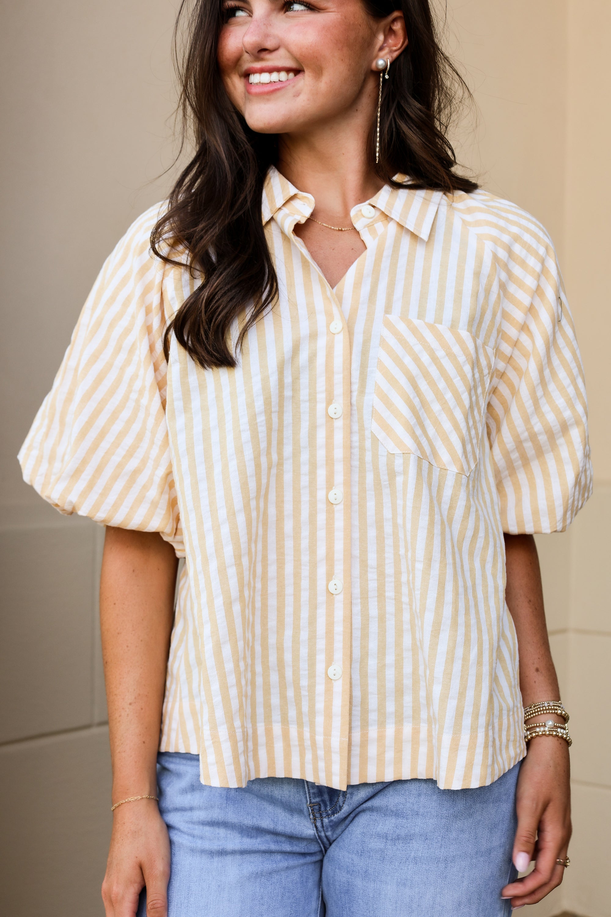 Mustard Striped Top