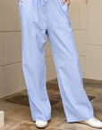 Striped Wide Leg Pants - Blue