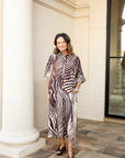 Abstract Zebra Print Midi Dress