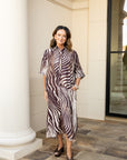 Abstract Zebra Print Midi Dress