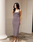 Striped Midi Dress - Chocolate