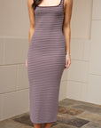 Striped Midi Dress - Chocolate