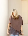 Lace Trimmed Asymmetrical T-Shirt