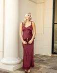 Gemstone Suede Wristlet - Burgundy