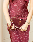 Gemstone Suede Wristlet - Burgundy