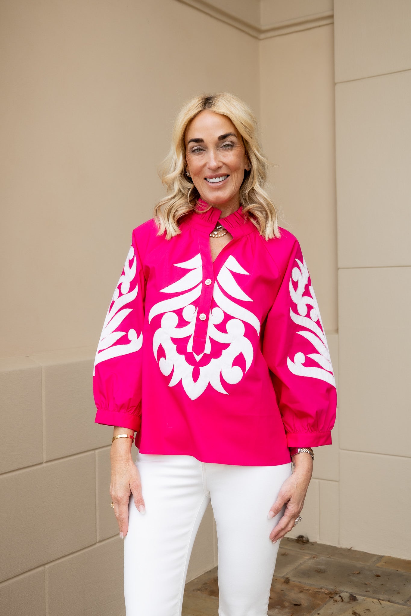 Hot Pink Applique Detail Top