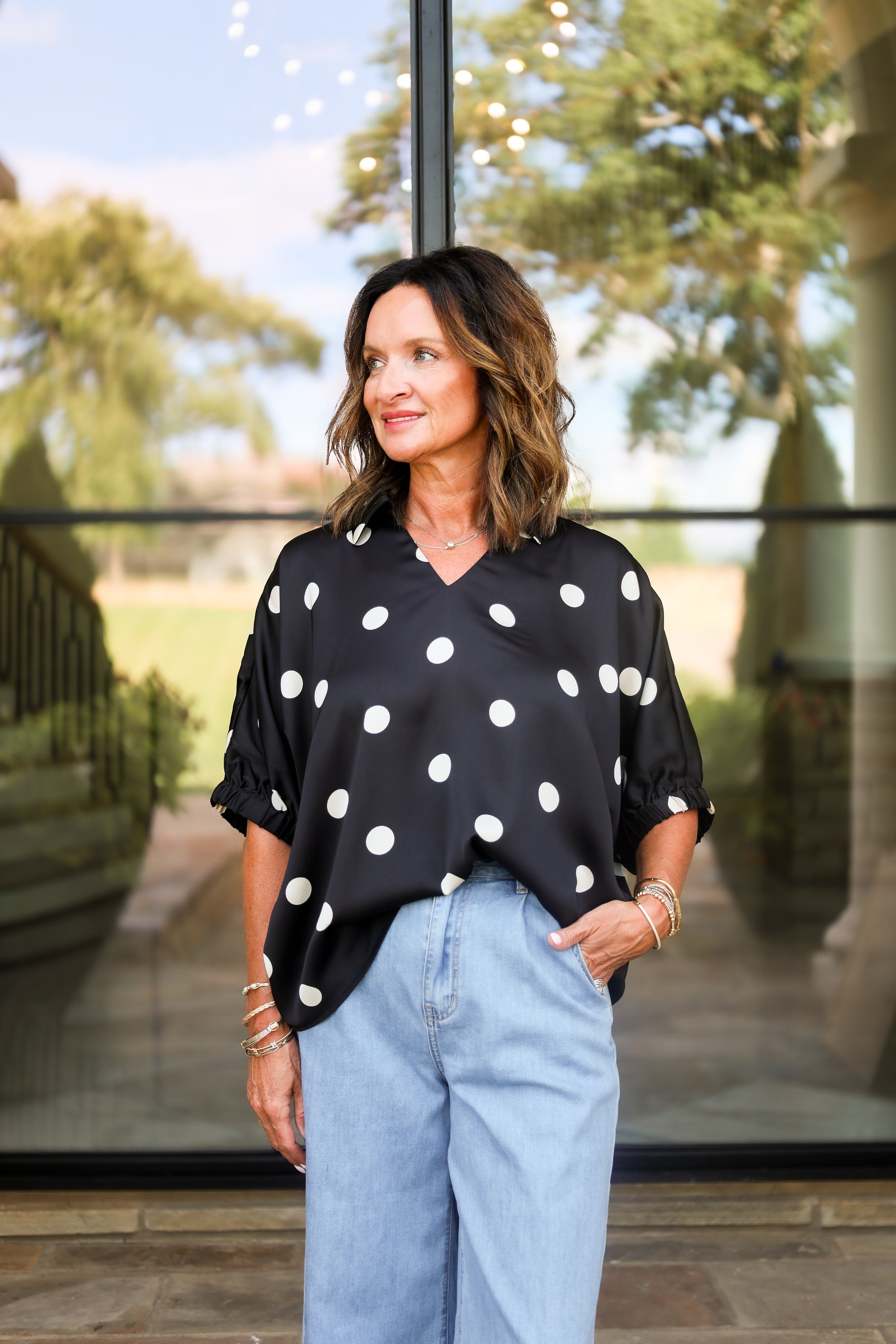 Polka Dot Satin Top