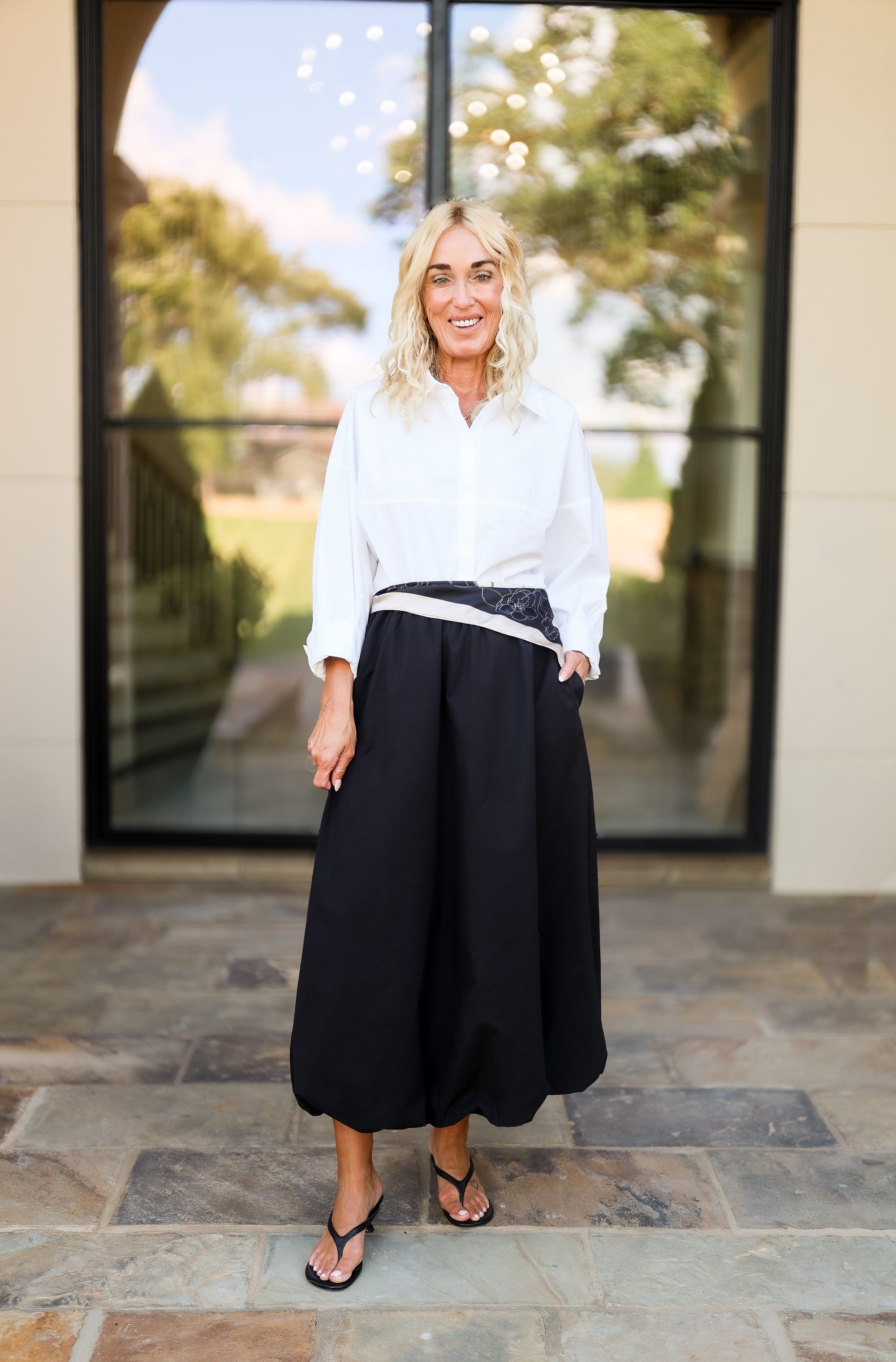 Black Bubble Midi Skirt