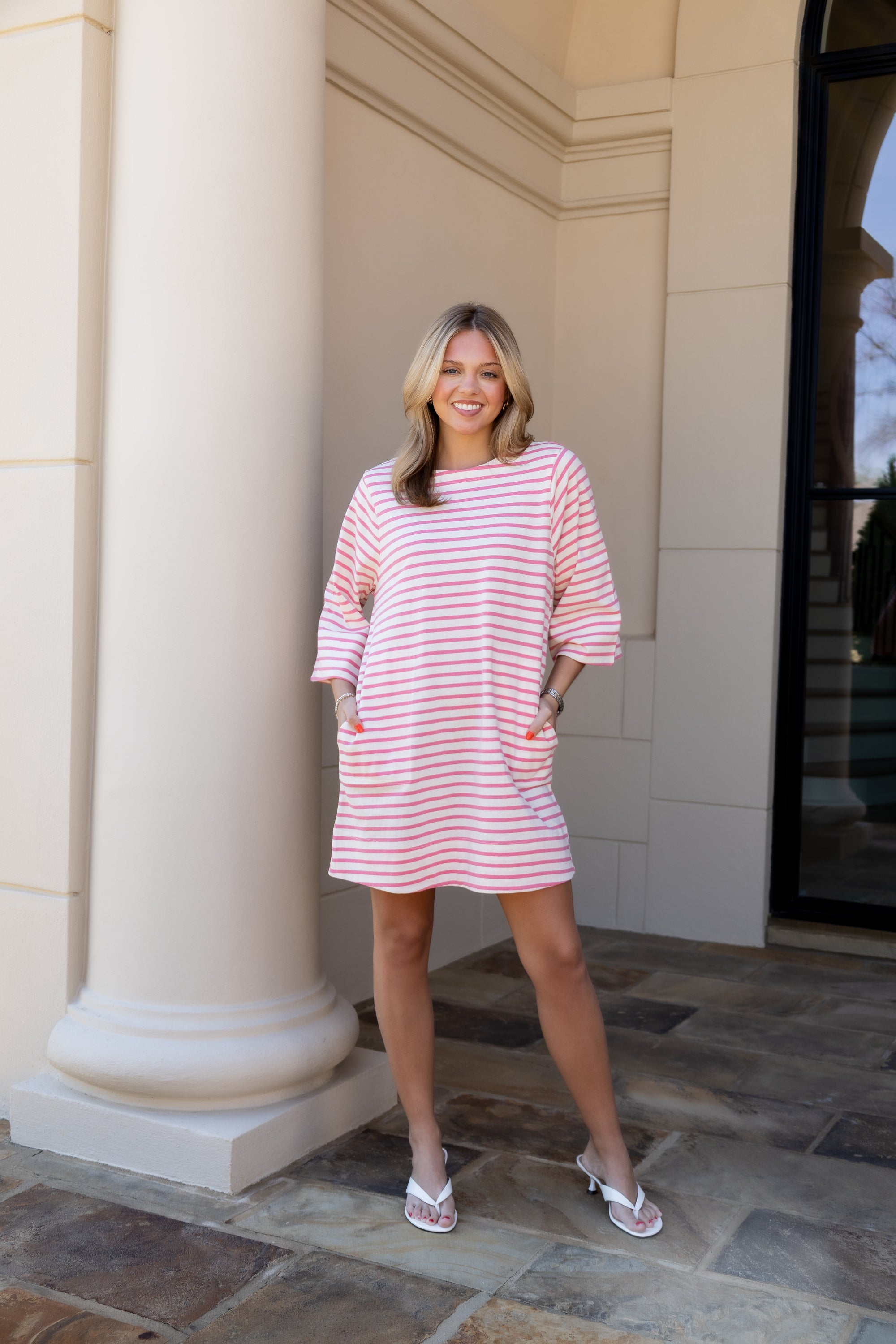 Striped Half-Sleeve Dress