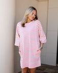 Striped Half-Sleeve Dress