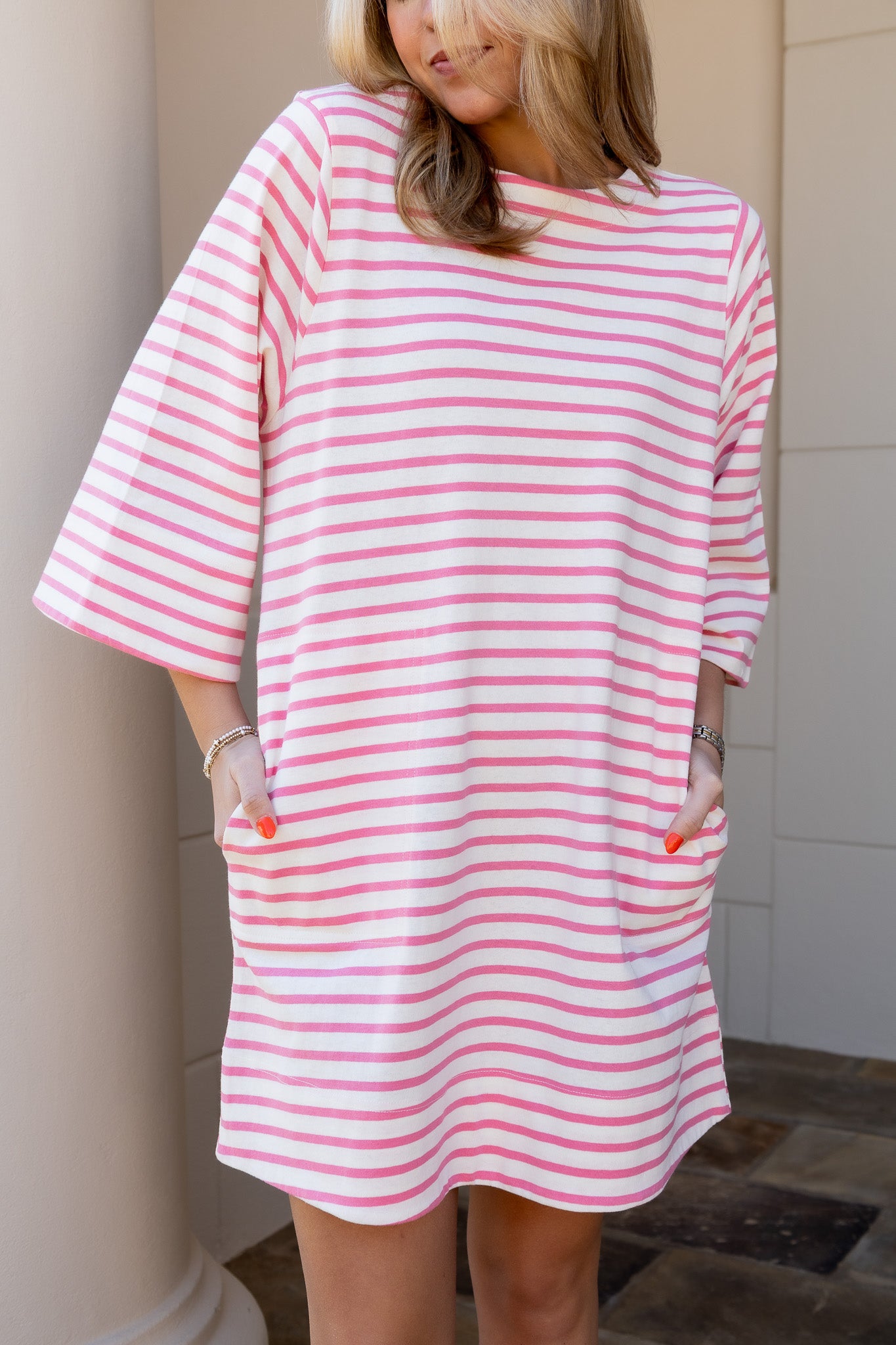 Striped Half-Sleeve Dress
