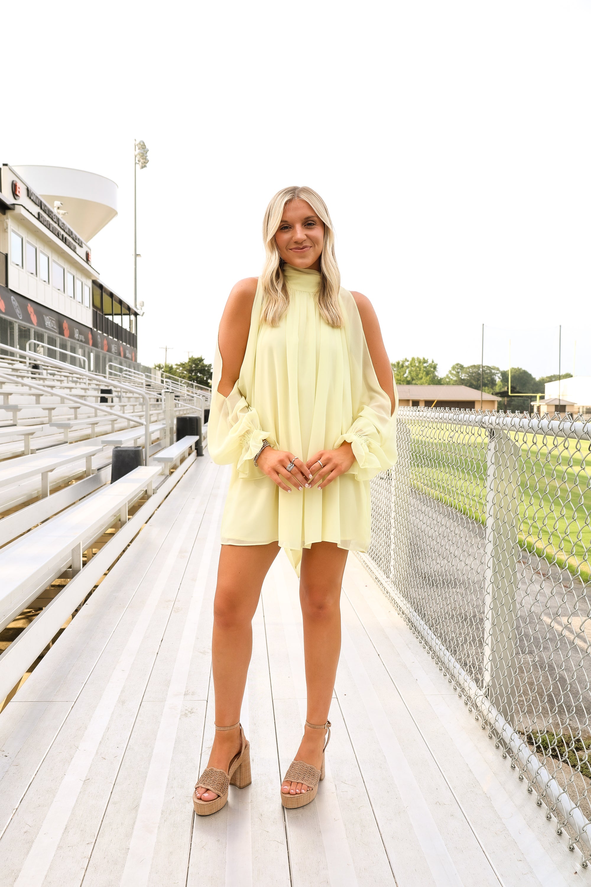 Long Open Sleeve Chiffon Swing Dress M