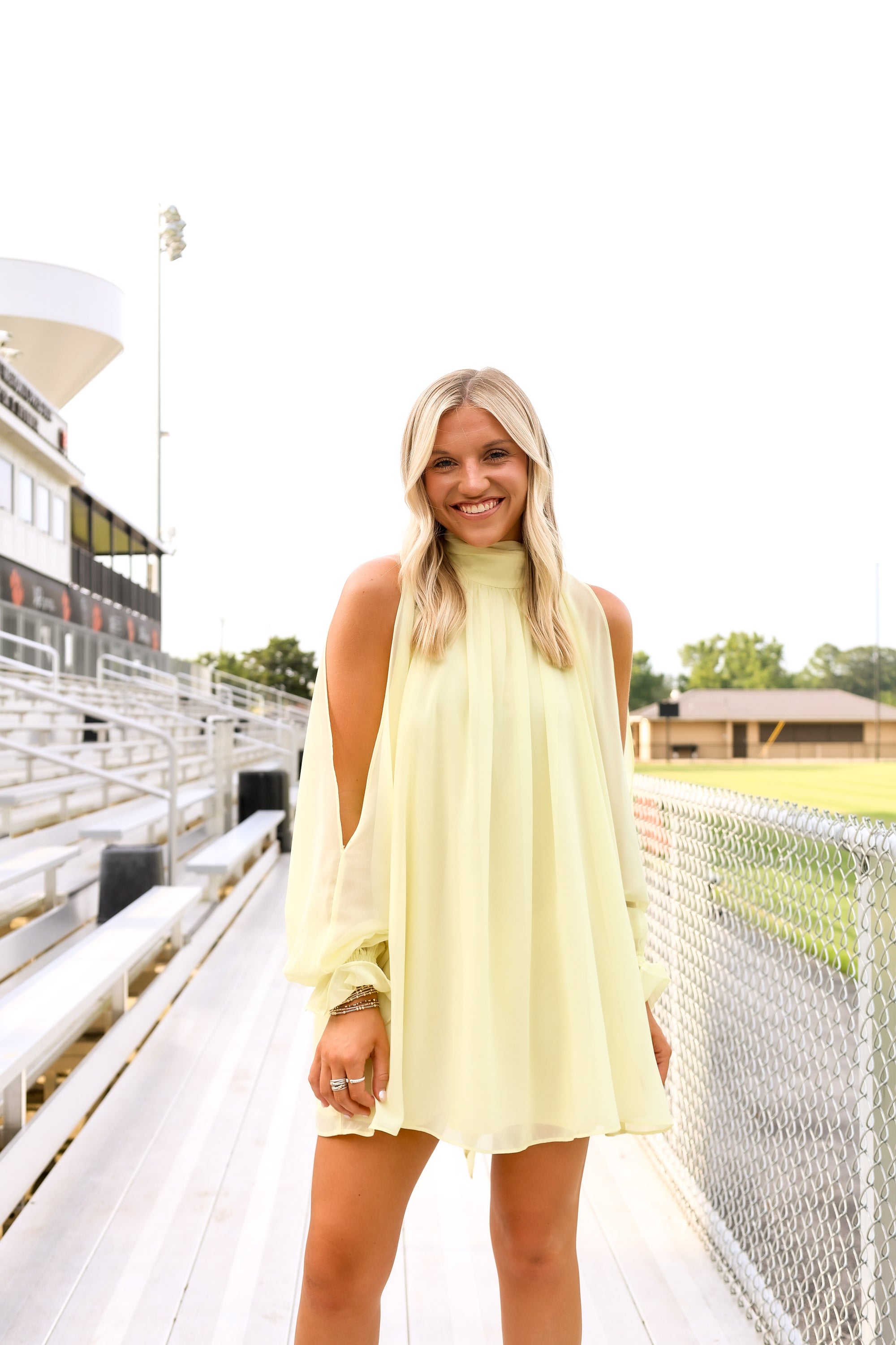 Long Open Sleeve Chiffon Swing Dress