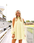 Long Open Sleeve Chiffon Swing Dress