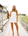 Belted Mini Dress - White