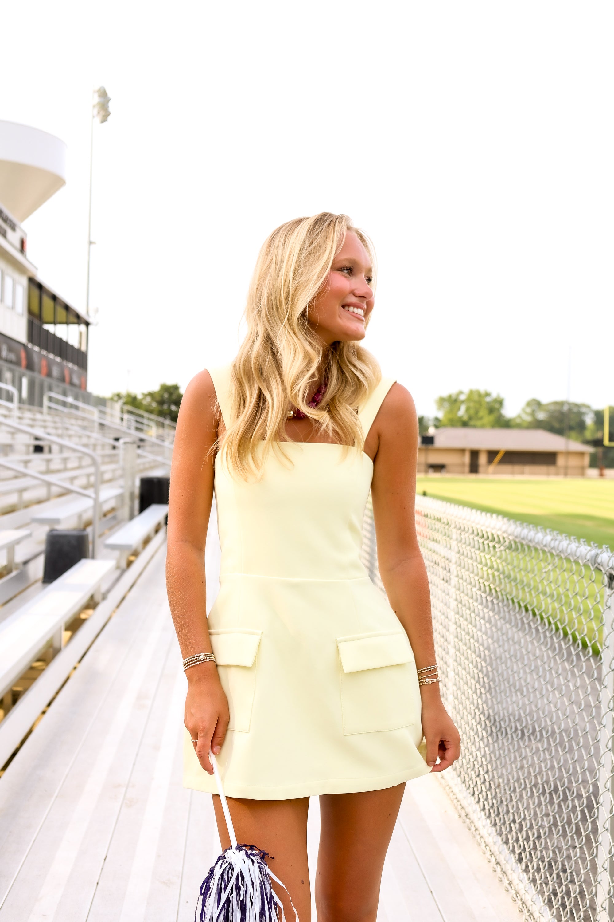 Square Neck Plain Mini Dress