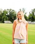 Tie Neck Sleeveless Stripe Top - Lavender