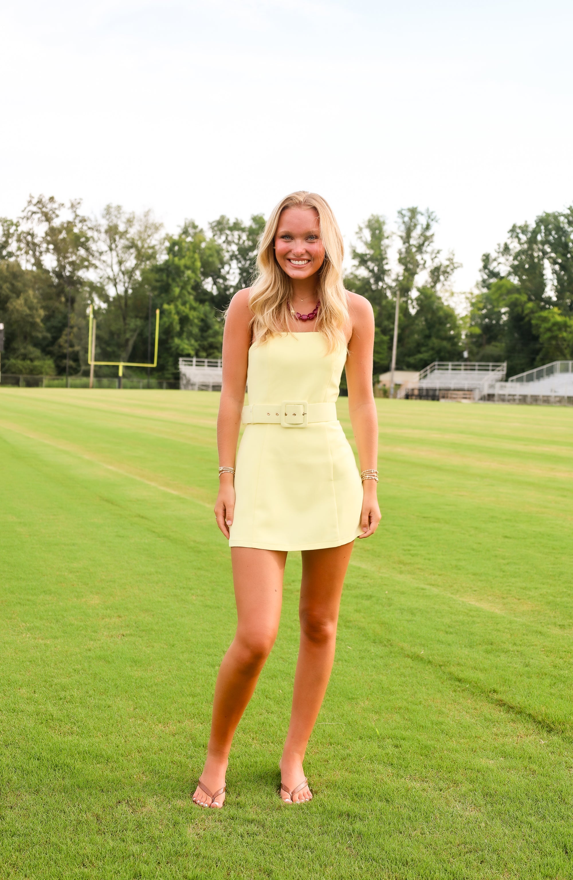 Belted Mini Dress - Lemon