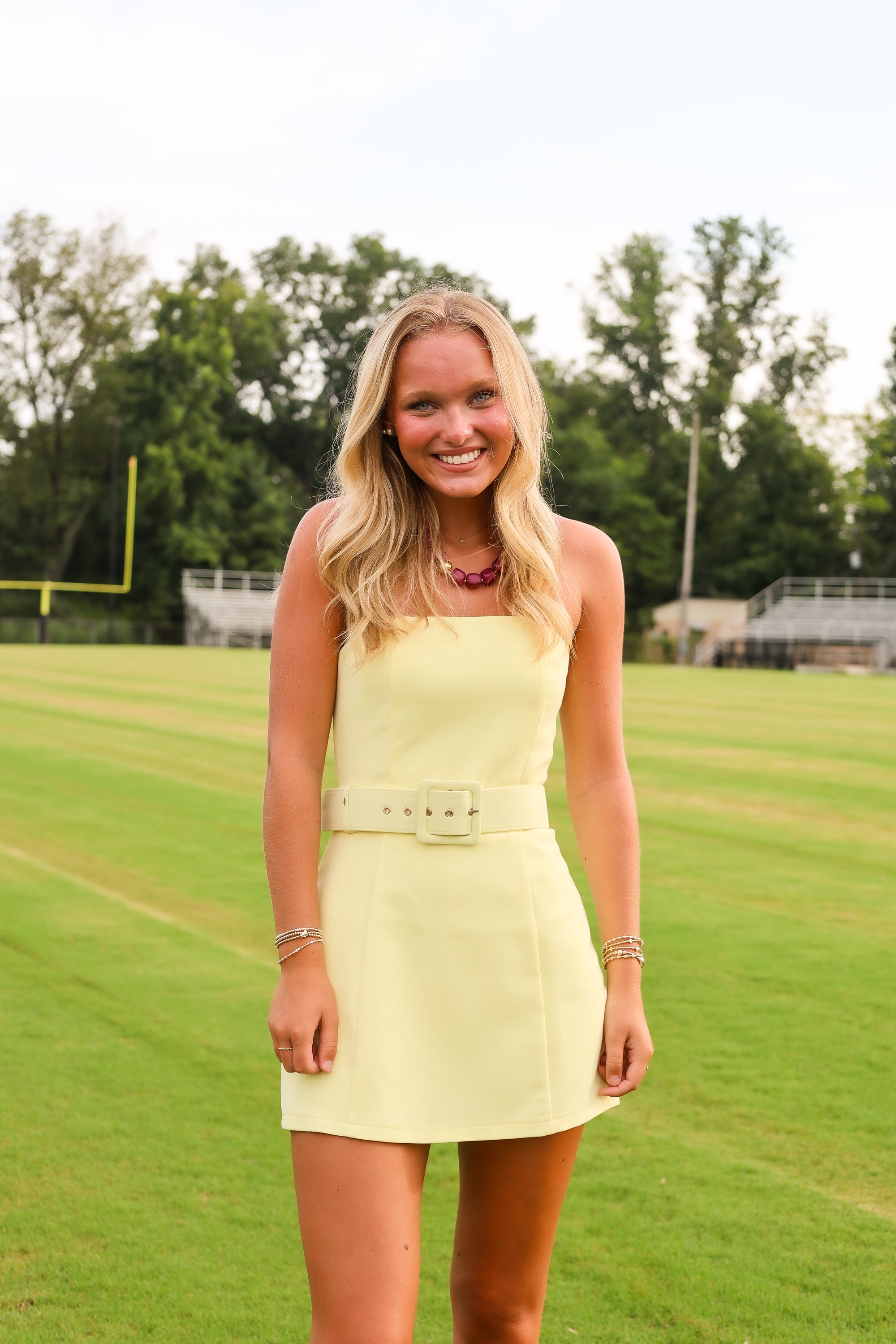 Belted Mini Dress - Lemon