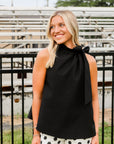 Ruffle Neck Tie Sleeveless Top