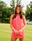 Red Check Skort Set