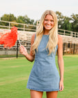 Denim Boat Neck Mini Dress
