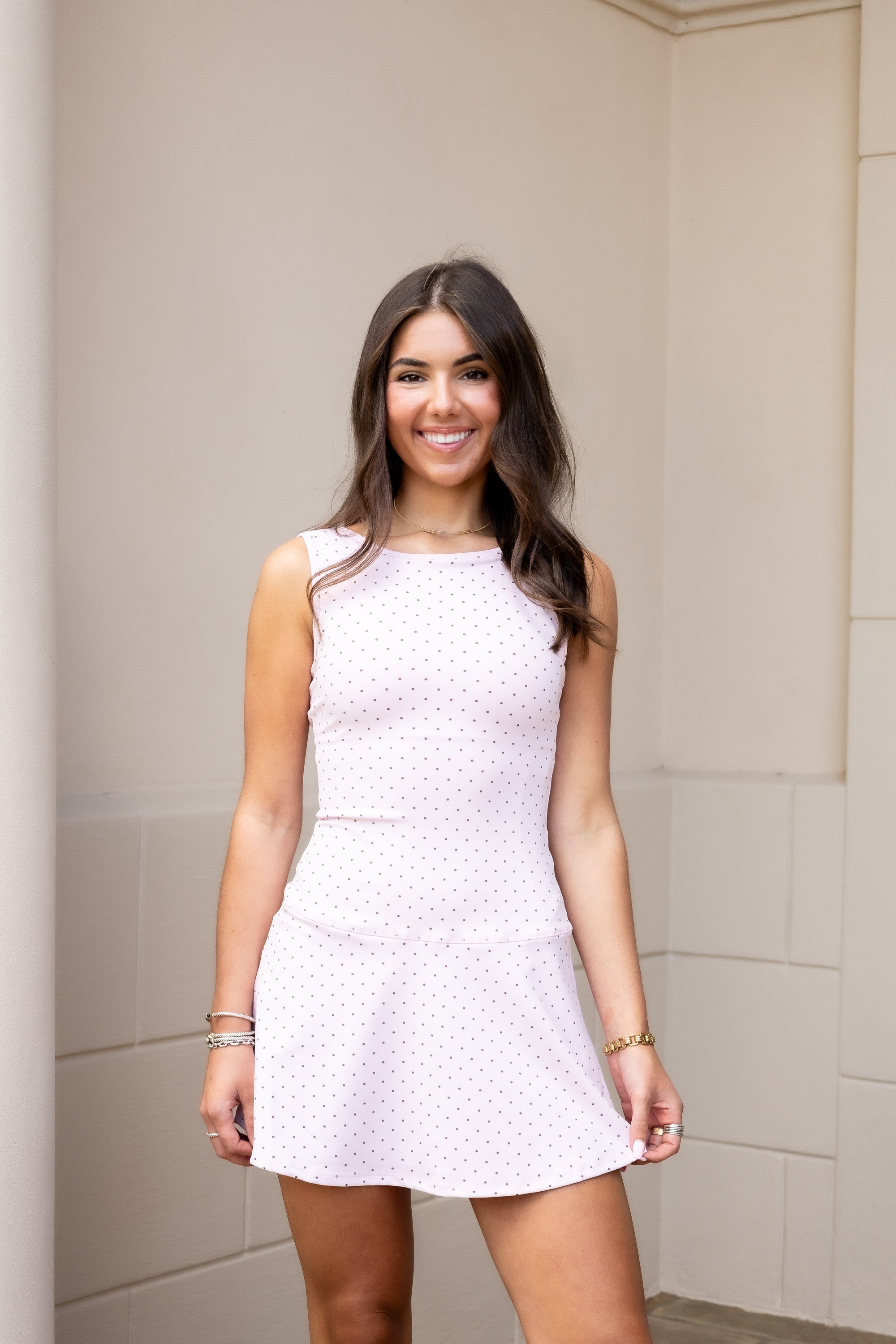Pink Polka Dot Athletic Dress