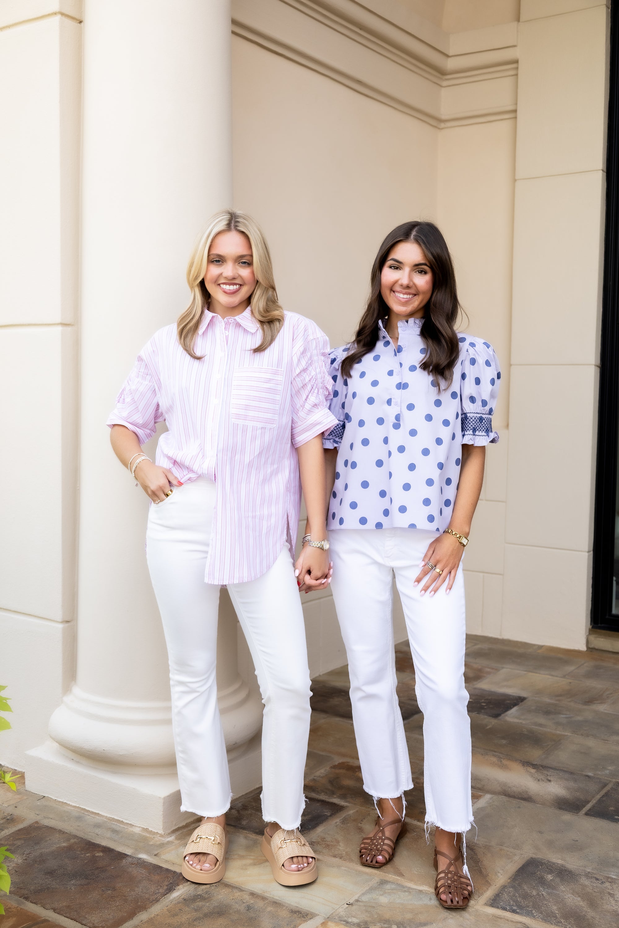 Ruffle Neck Polka Dot Blouse