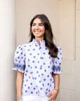 Ruffle Neck Polka Dot Blouse