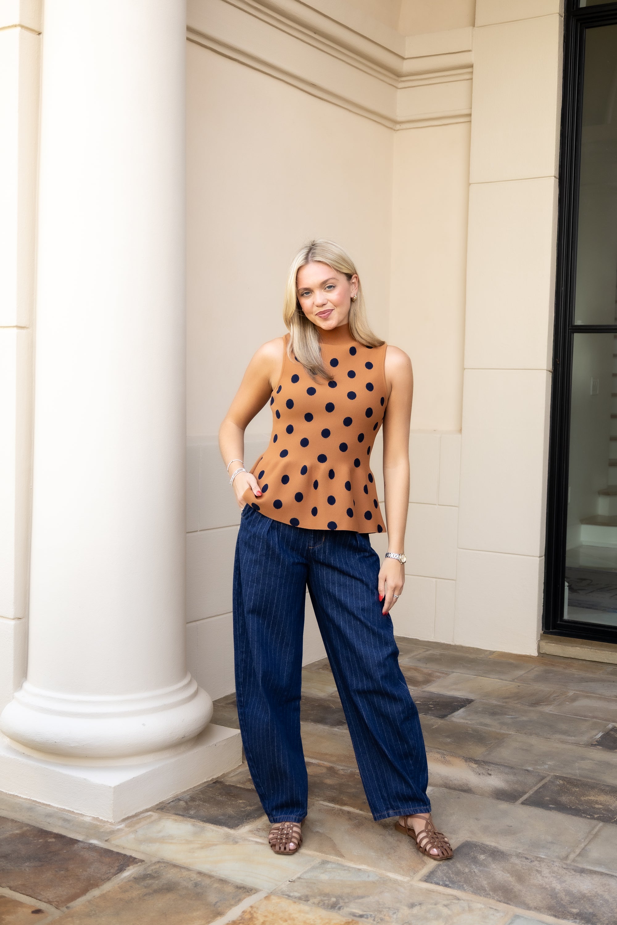 Dark Denim Striped Barrel Jeans