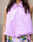 Bubble Hem Sleeveless Top - Lilac