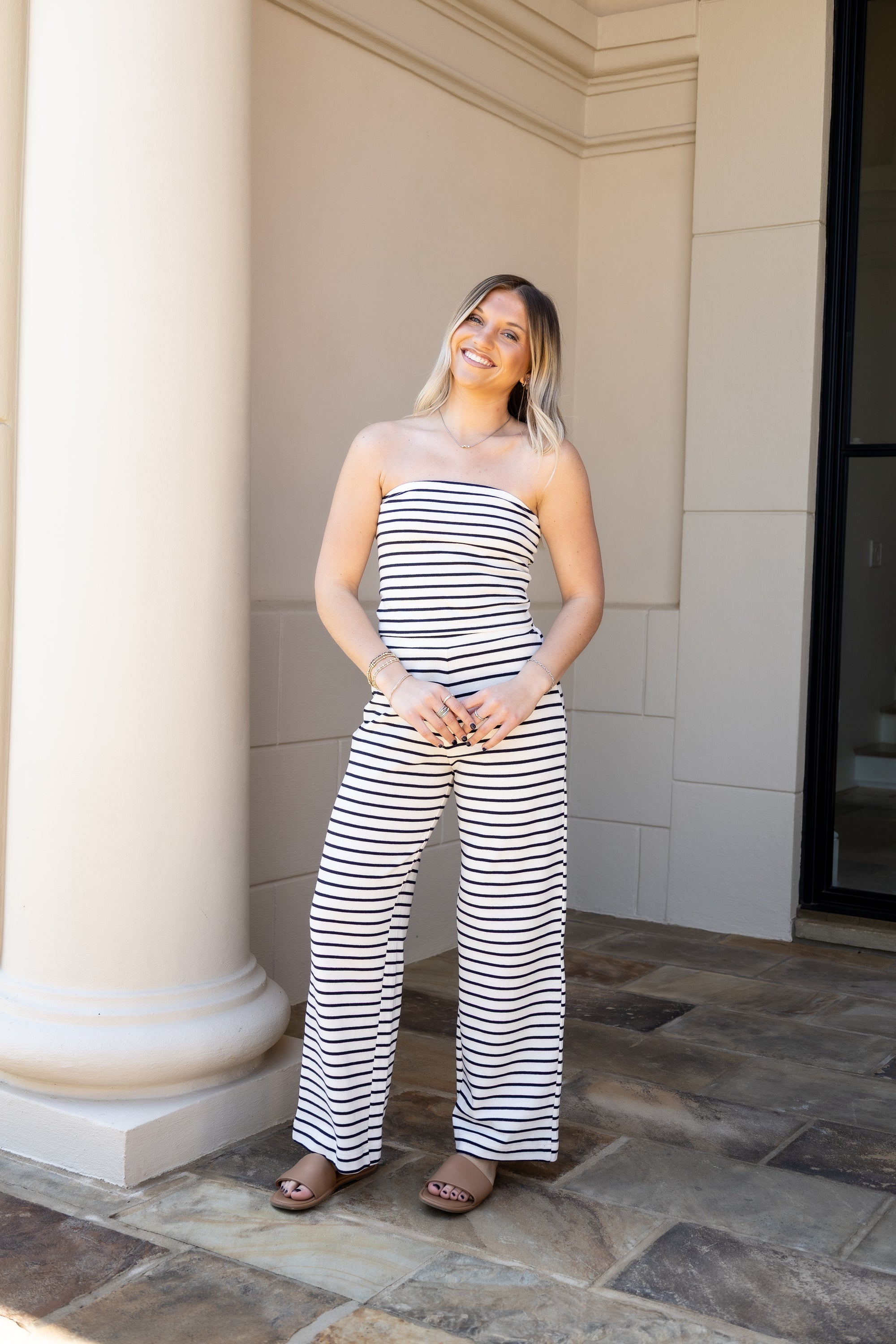 Strapless Stripe Set - Black