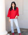 Red Scallop Top
