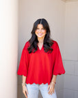Red Scallop Top
