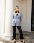 Sequin Embellished Plaid Blazer