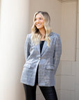 Sequin Embellished Plaid Blazer