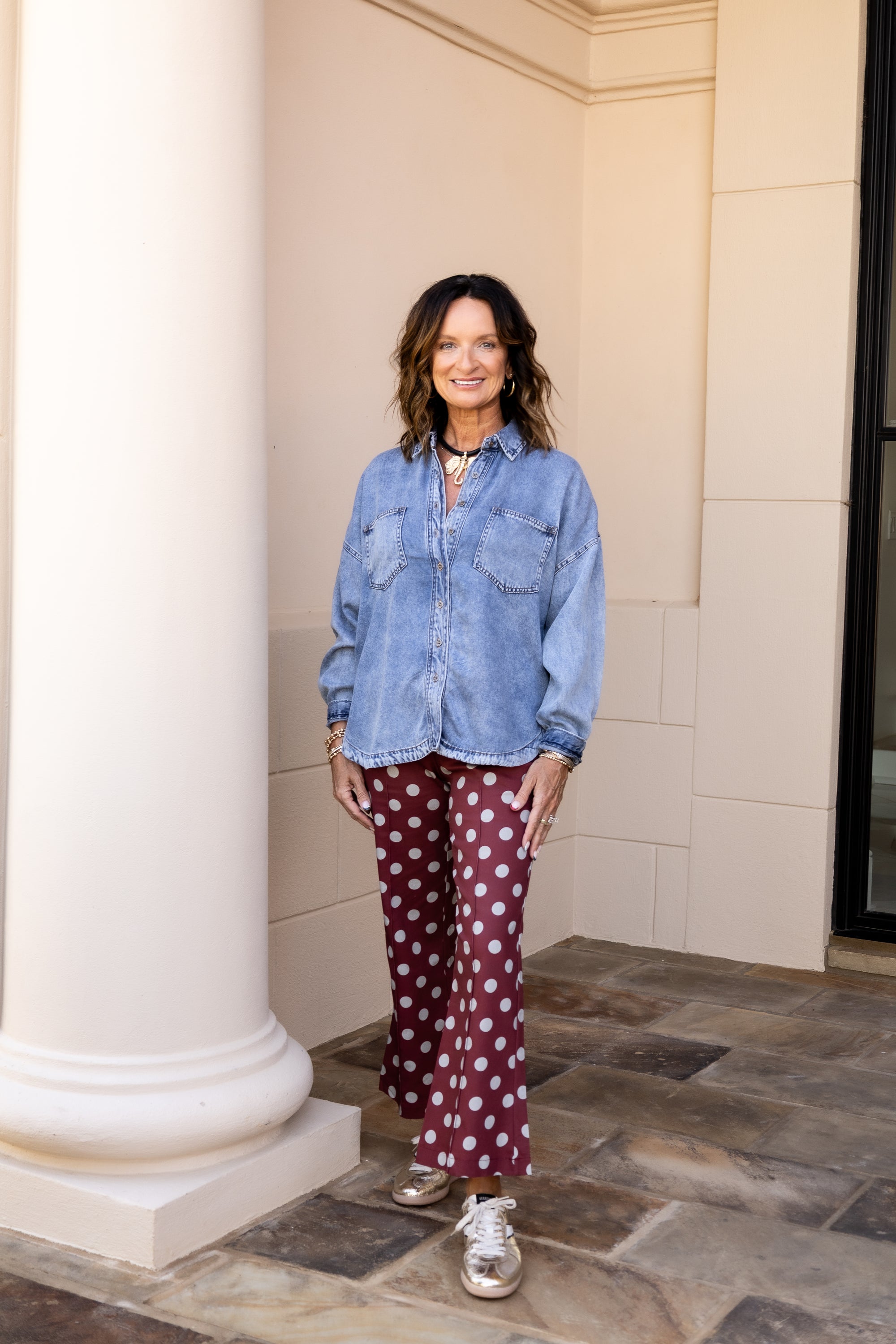 Hight Waist Crop Flare Pants - Burgundy