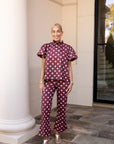 Polka Dot Ruffle Top - Burgundy