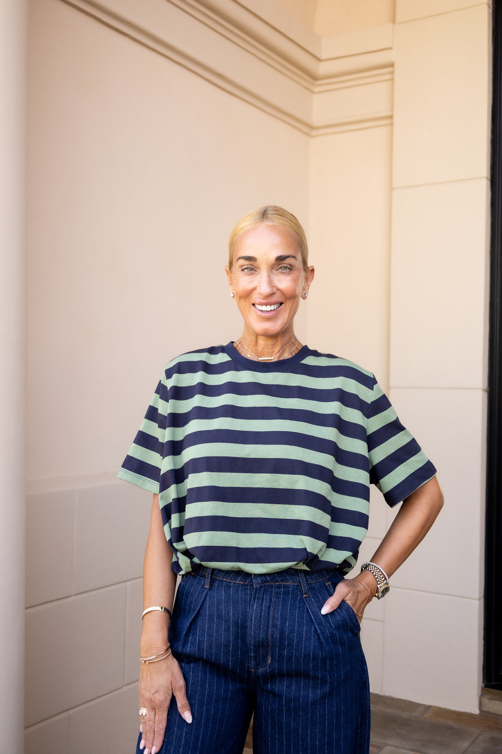 Cropped Bubble Stripe Top