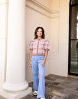 Plaid Short Sleeve Sweater