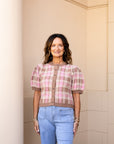 Plaid Short Sleeve Sweater