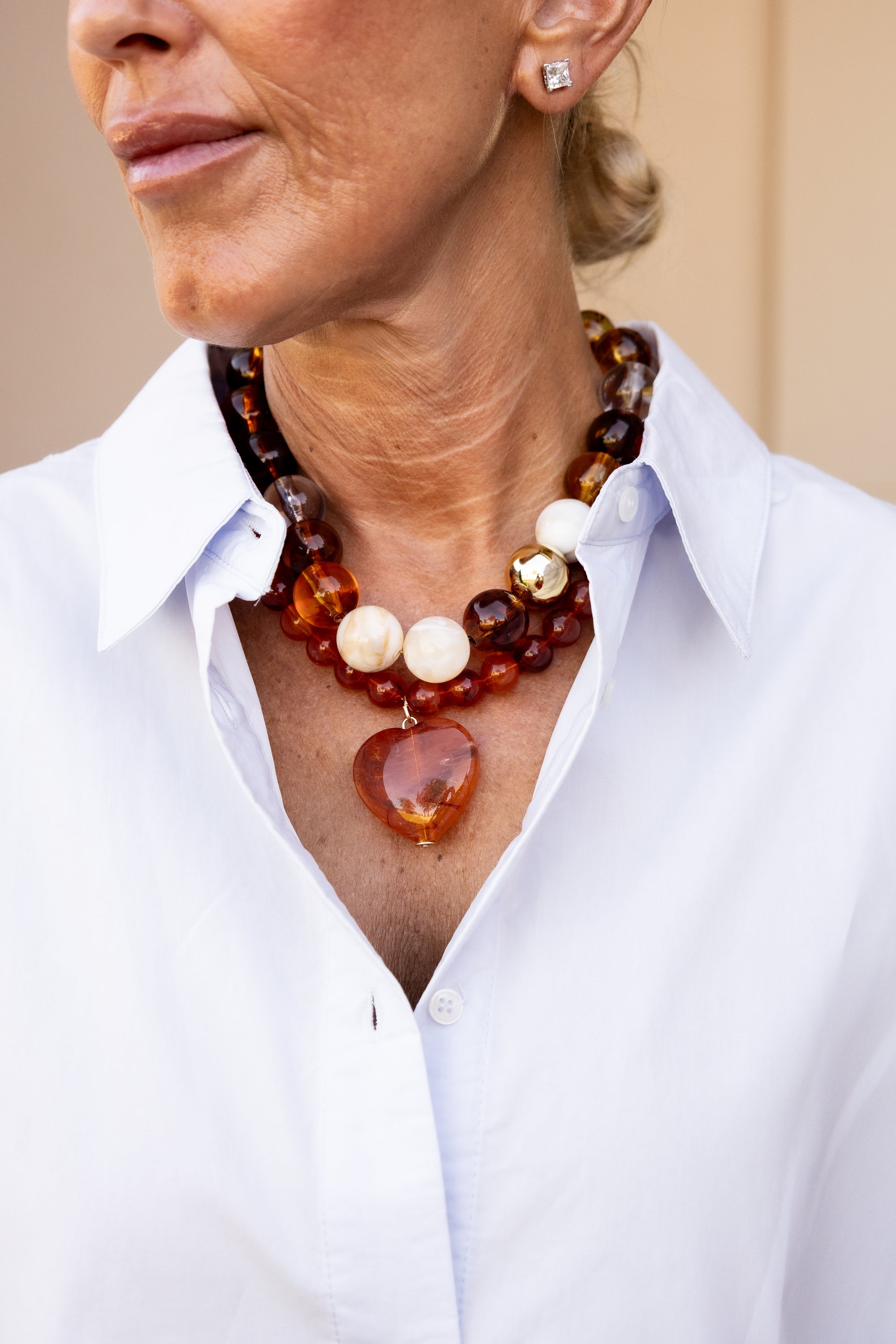 Resin Heart Beaded Necklace