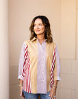 Color Block Stripe Button Down Shirt