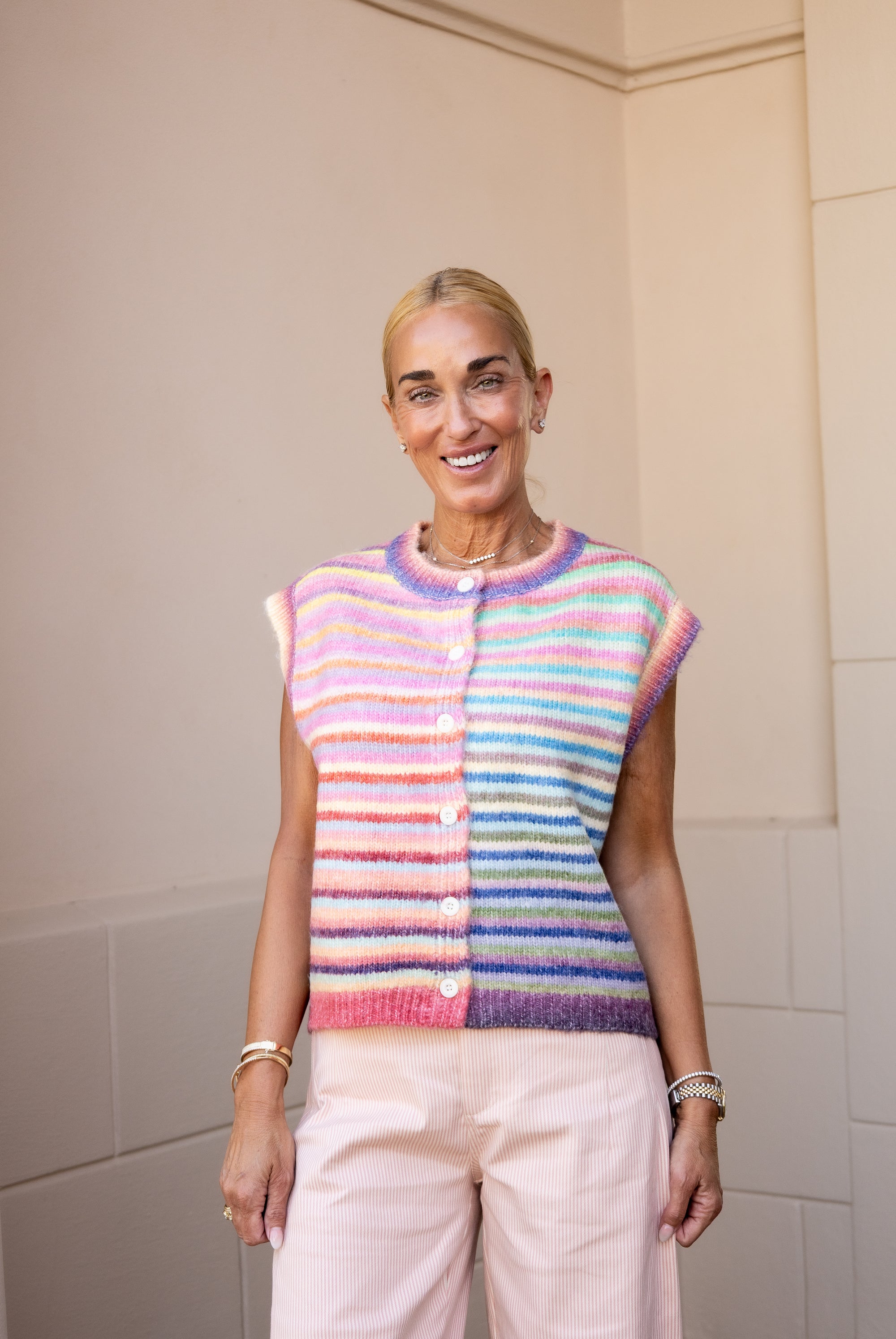 Rainbow Stripe Sweater Vest