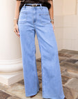 Straight Leg Jeans With Front Pocket Detail