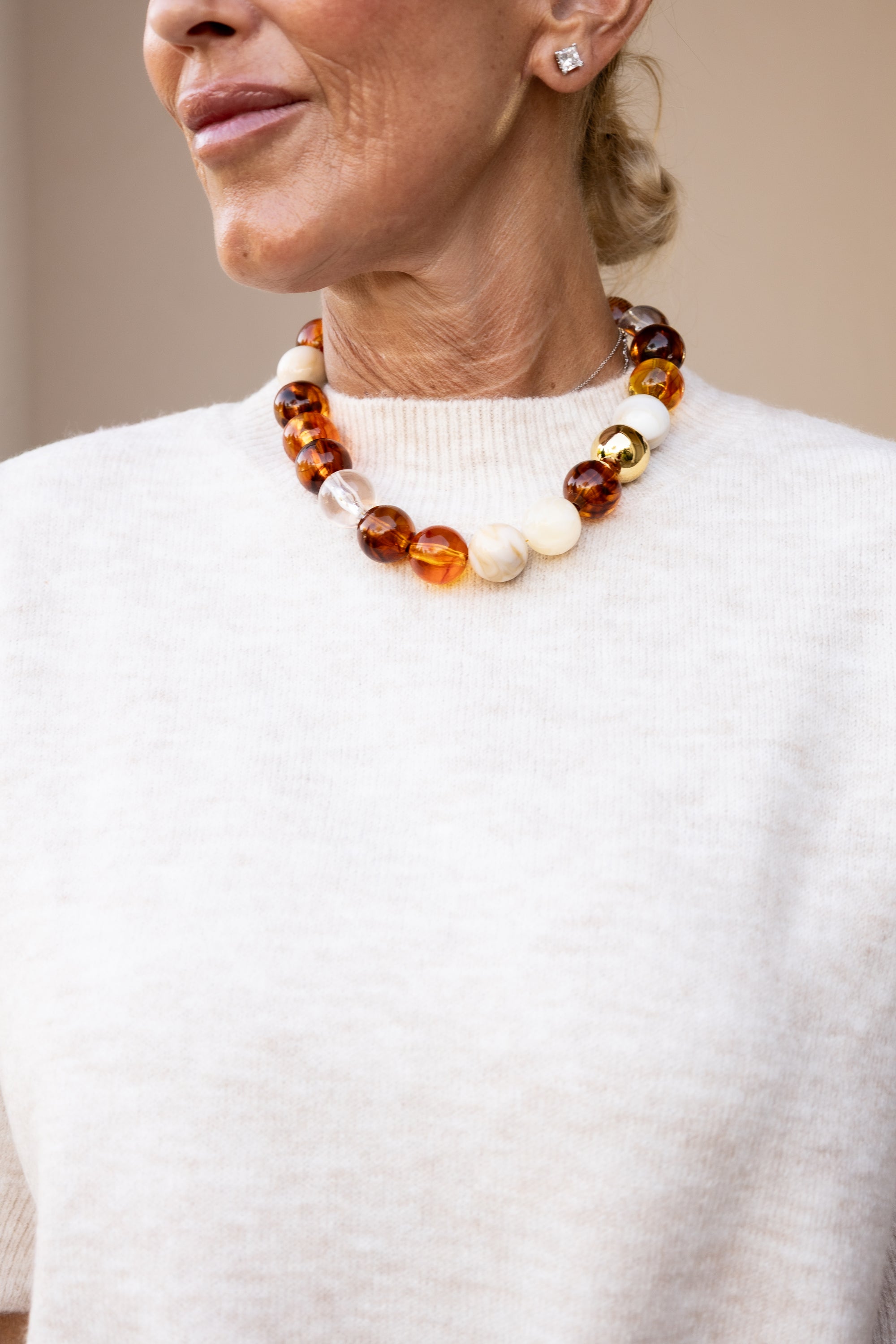 Tortoise/Neutral Beaded Necklace