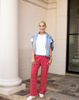 Red/White Striped Knit Pants