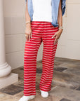 Red/White Striped Knit Pants